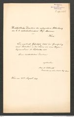 k.k. naturhistorisches Hofmuseum, Intendanzakten 1885-1896 (Hauer), Aktenzahl Z.579/1889, Seite 1